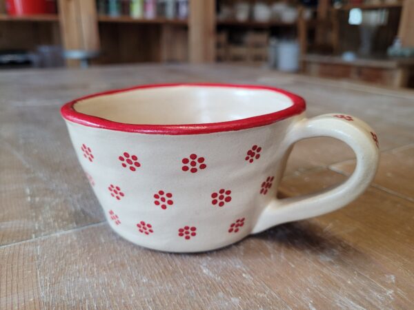 Bauerntasse Weiss-Rot, mittelgross